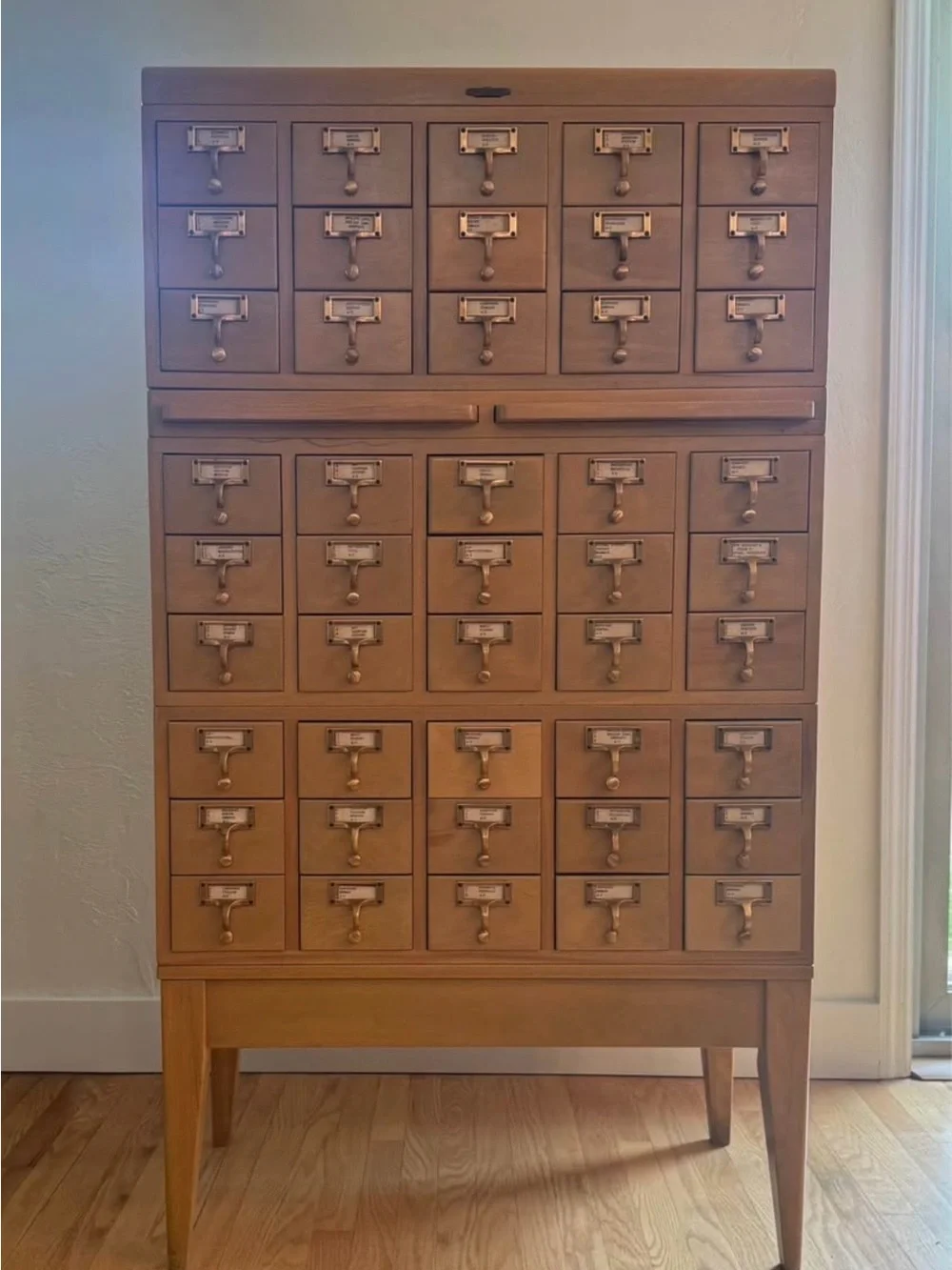 Vintage Remington Rand Library Bureau 45 Drawer Card Catalog Cabinet on Legs